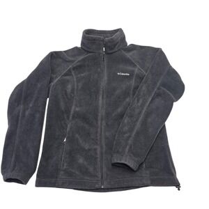 Columbia Fleece Jacket Womens L Full Zip Black‎ Softshell Outdoor Warm